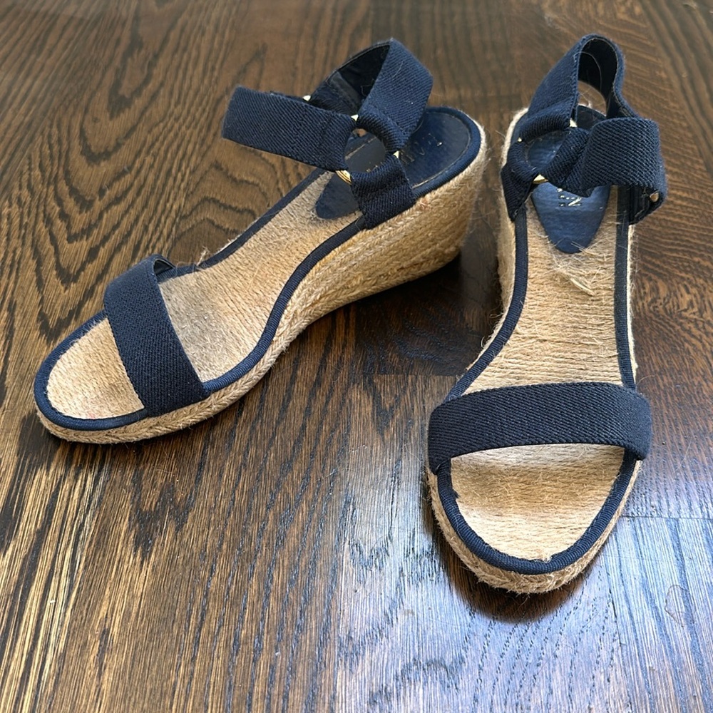Lauren Ralph Lauren Jute Espadrille Navy Wedge Heels
